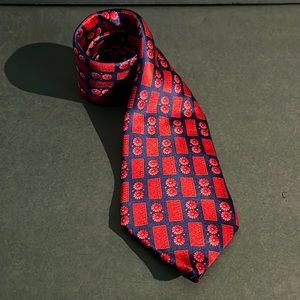 Lanvin Men's Red Blue Silk Tie - France